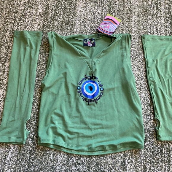 omighty Tops - o mighty evil eye v neck green